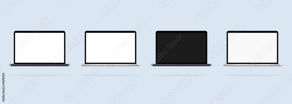Aufkleber set of laptop icons. desktop. laptops with different monitor. pc monitor. realistic desktop. vector 