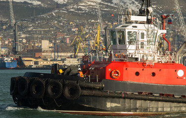 tugboat at work in port