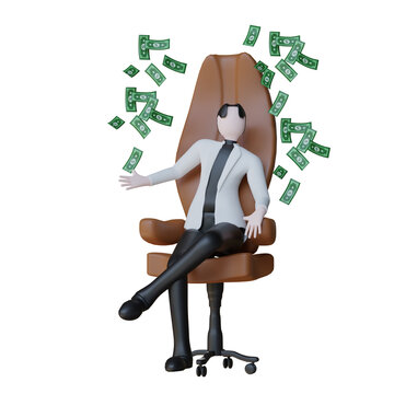 3d illustration man of bussines with money
