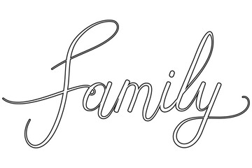 The word family in handwritten lettering vector outline