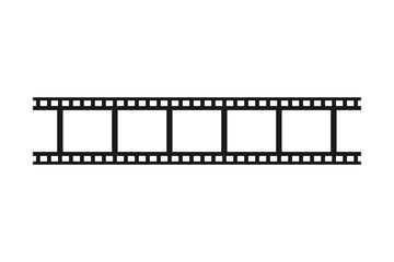 Isolated filmstrip with blank film frame for repeating pattern background in vector silhouette