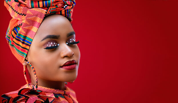 portrait of beautiful nigerian woman in traditional outfit