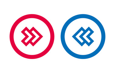 Obraz premium Modern Arrow Icon BLue And Red Line Design