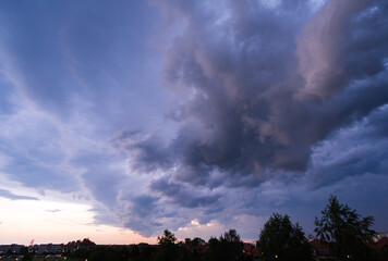Obraz na płótnie Canvas Beautiful dramatic storm sky with dark clouds, thunderstorm