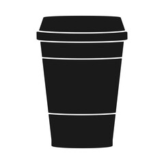Take out coffee or take away cup of tea in silhouette vector icon