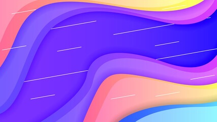 Abstract Colorful Gradient Background With Color Wavy Geometric Figures of Different Shapes And White Lines, Vector Design Style