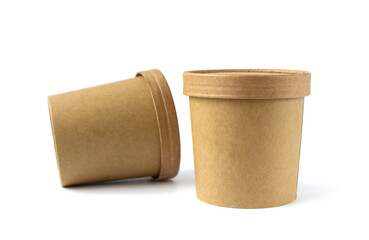  Eco-friendly carton cans for food, beverage and tea. Isolated with white background. Zero waste concept.
