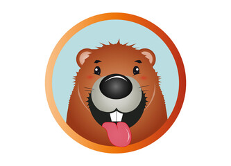 frecher niedlicher Biber leckt die Zunge raus