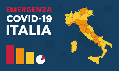 Coronavirus (COVID-19) in Italy. Breakdown of the critical areas of the regions. Vector Illustration simple to edit.