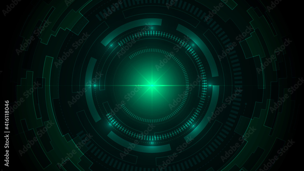 Aufkleber technology dark green background with hi-tech digital data connection. abstract, modern, futuristic,