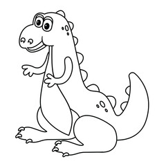 cute dinosaur, linear cartoon, coloring book, vector illustration 