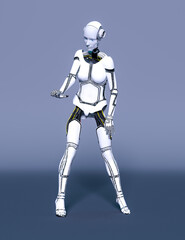 Fototapeta premium Robot woman. White metal droid. Artificial Intelligence.