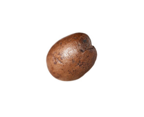 One coffee bean isolated on white background.
