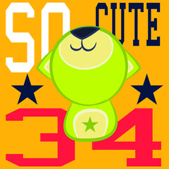 Illustration vector cute cat with text in style college and background for fashion design