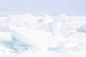 Blue Ice in the Straits of Mackinac in Mackinaw City, Michigan