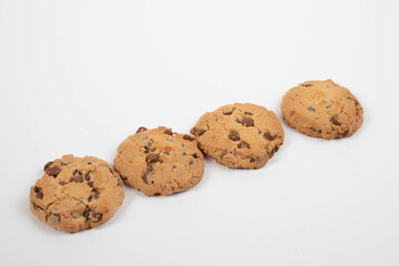 chocolate chip cookies isolated on white