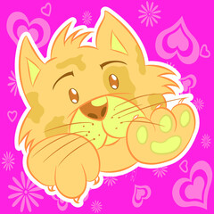 Illustration vector cute cat cartoon design with background