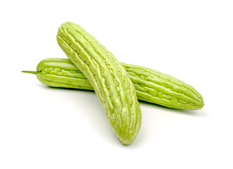 Fresh bitter gourd isolated on white background.