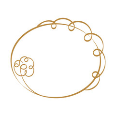 Horizontal oval frame with stylized flower and decorative elements. Vector hand drawn illustration.