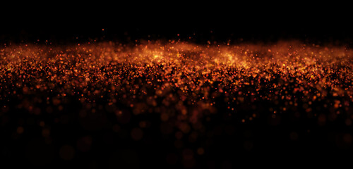 Abstract shining red wave with glittering particles. Shimmering sparkles shine, abstract magic bright sparks in wave motion. Luxury layout background.