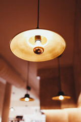 Vintage lamps in an interior for warm lighting. Home concept.