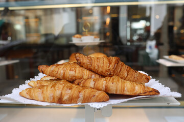 Assortment of appetizing croissants for a classic breakfast.