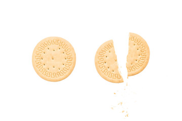 cookie isolated on white background. round biscuit cut out. sweet food concept