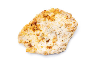 cooked chop pork meat isolated on white background. fried fillet cut out