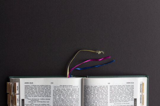 Open bible with copy space from above