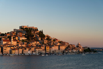 Sunset over old town in Croatia