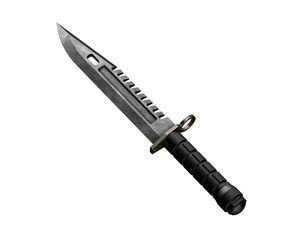 Military knife on white background. Army knife. Army blade. Bayonet. Military bayonet weapon. Self defense. Survival knife.