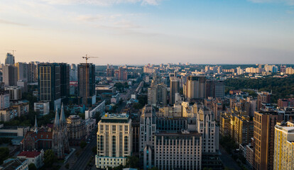 Fototapeta na wymiar Cityscape in the morning, aerial view