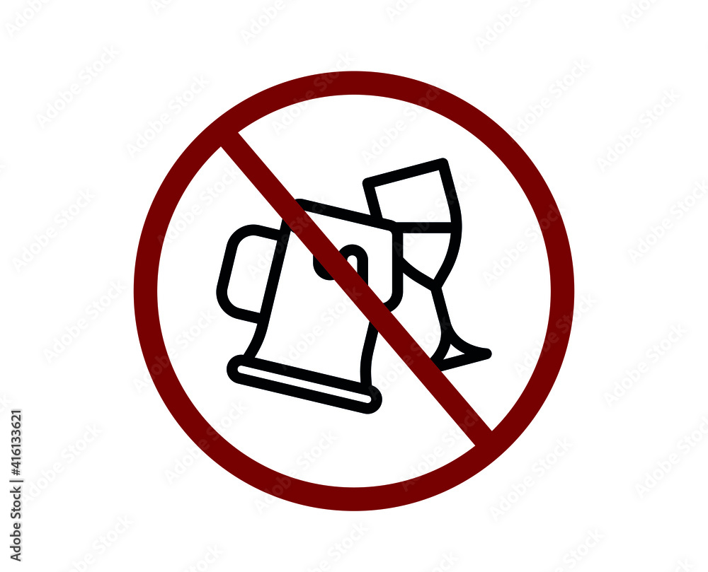 Poster no alcohol vector icon. editable stroke. symbol in line art style for design, presentation, website 