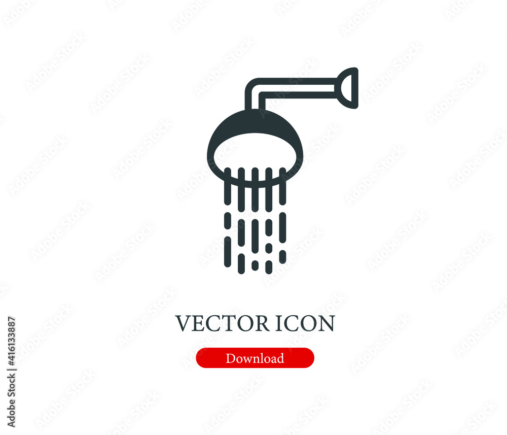 Poster shower vector icon. editable stroke. symbol in line art style for design, presentation, website or a