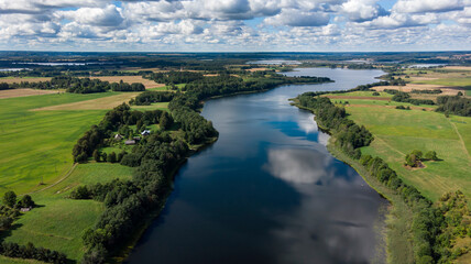 Aerial view of Sartai lake in Lithuania
