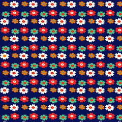 Naklejka na ściany i meble Floral pattern. On a dark blue background. Factory textiles. Textiles for women's clothing.