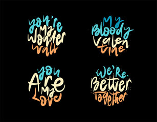 Naklejka premium Set lettering Text Special Valentine on black background in vector illustration.