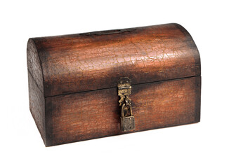 Vintahge wooden box over white