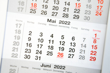 Calendar planner for the month 2022