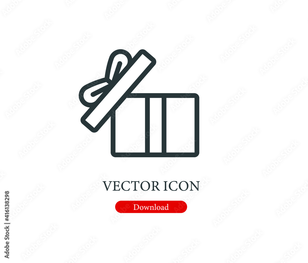 Poster gift box vector icon. editable stroke. symbol in line art style for design, presentation, website or
