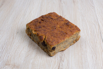Fresh bakery on light wooden background