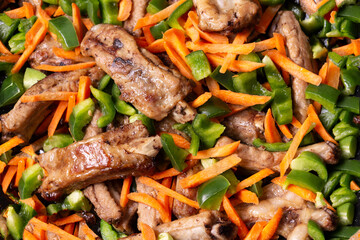 Ribs stew and vegetables. Background.