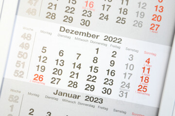 Calendar planner for the month December 2022