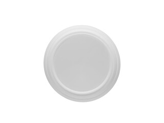 Open empty, plastic jar, top view. Isolated on a white background