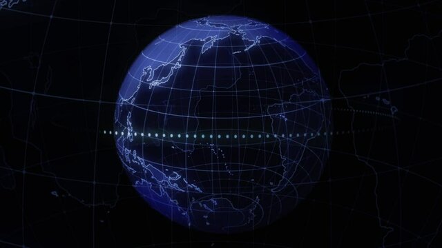 Wireframe graphic planet earth rotating in a seamless loop. Ideal for TV news intros or scientific shows
