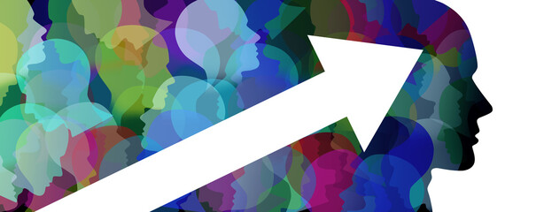 Success team management and managing workers as a leadership or leader concept for social growth thinking or business group development and corporate teamwork training