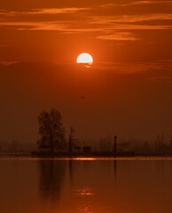 Obraz premium SUNSET AT CHAR CHINAR DAL LAKE, KASHMIR