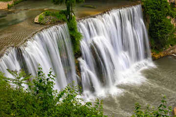 Fototapeta na wymiar Waterfall in the old town, Jajce, Bosnia and Herzegovina