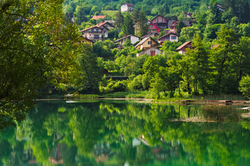 Obraz premium Landscape of Pliva River, Jajce, Bosnia and Herzegovina