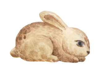 Watercolor easter bunny illustration. Happy easter bunnies.